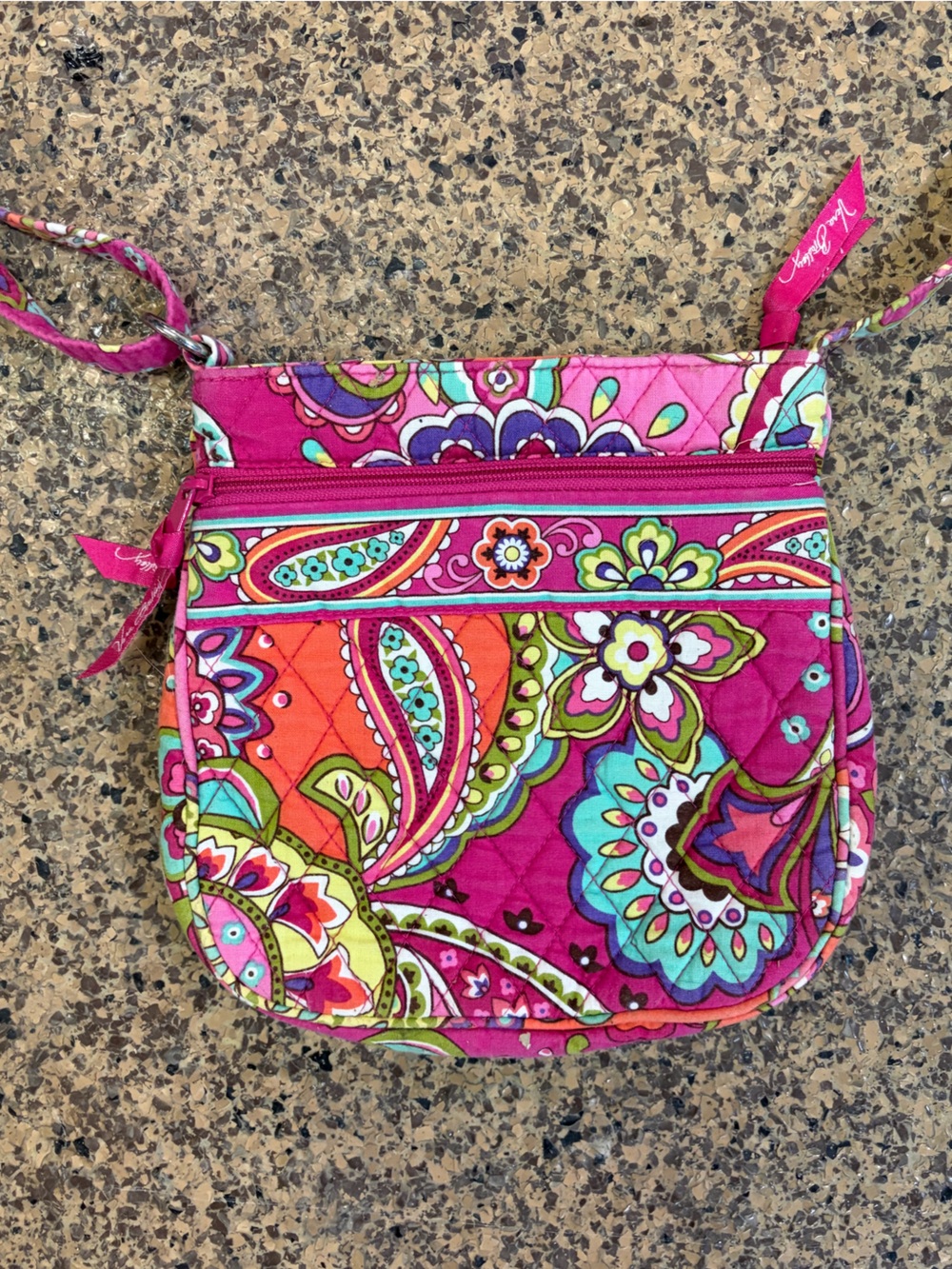 Vera Bradley Hot Pink Paisley Quilted Crossbody Bag